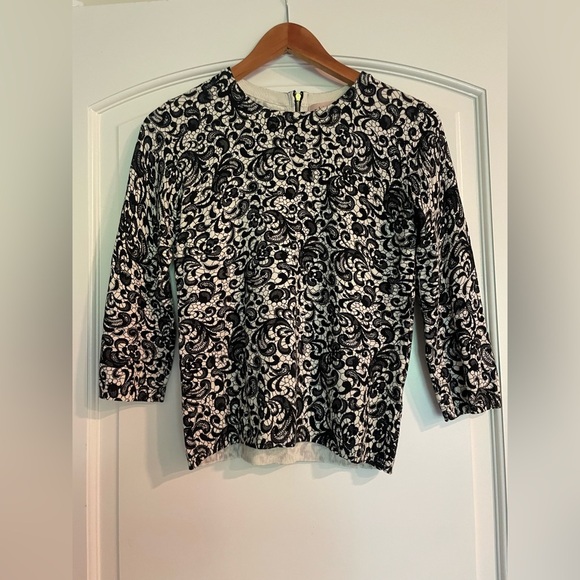 Philosophy Tops - Philosophy Republic Clothing Black & White Lace-Print Women's Sweater Top